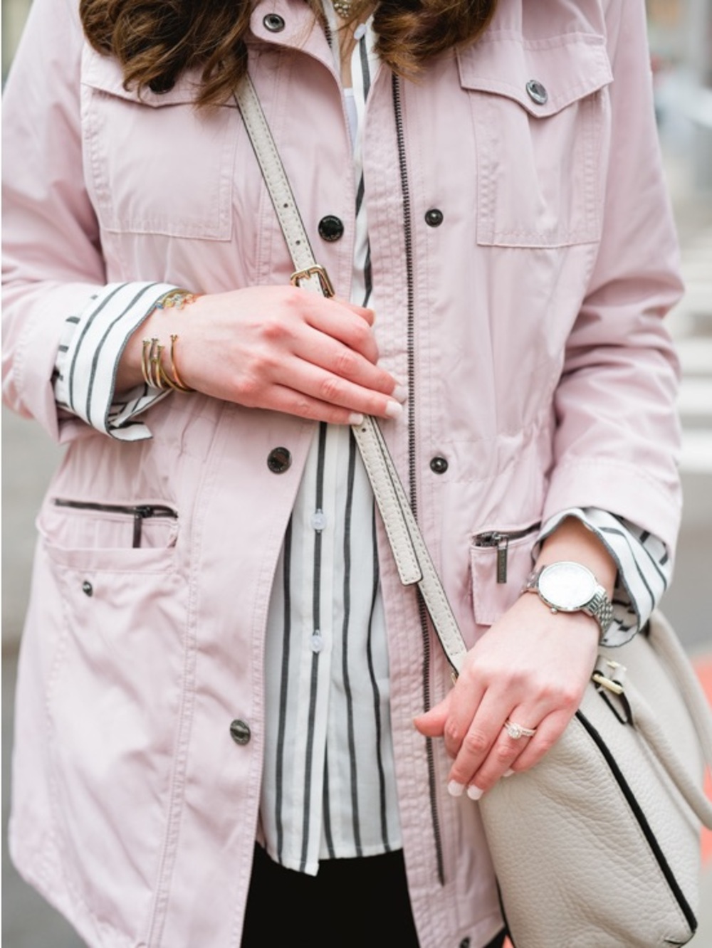 Michael Kors blush pink hooded utility anorak jacket in women’s size Large